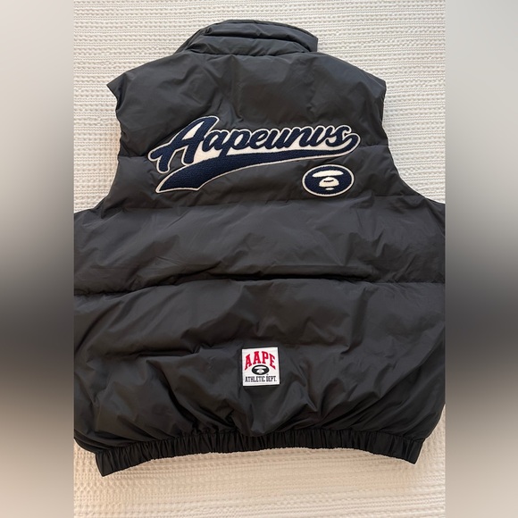 Men’s Aape By A Bathing Ape College Puffer Vest in Black - Picture 7 of 7